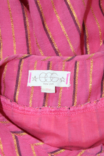 EGG New York Childrens Girls Striped A Line Dress Pink Gold Size 7