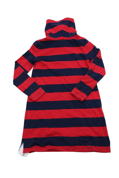 Vineyard Vines Childrens Girls Striped Turtleneck Dress Navy Blue Red Size 10-12