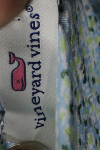 Vineyard Vines Childrens Girls Floral Print Short Sleeves Blouse Blue Size 7-8