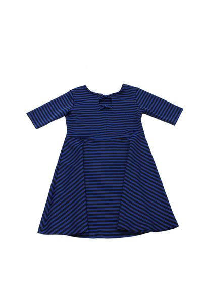 Florence Eiseman Childrens Girls Striped A Line Dress Blue Black Size 10