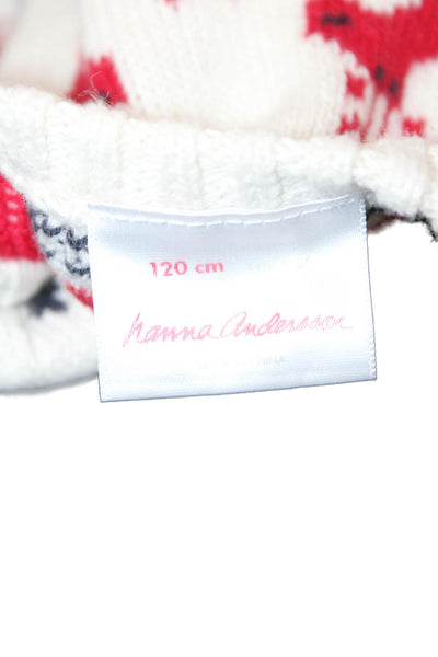 Hanna Andersson Childrens Long Sleeves A Line Sweater Dress White Red Size 6-7