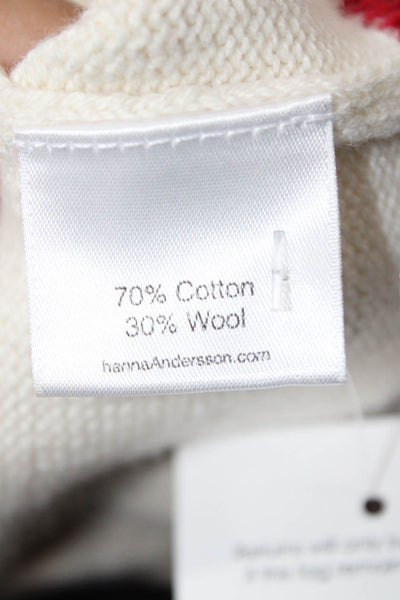 Hanna Andersson Childrens Long Sleeves A Line Sweater Dress White Red Size 6-7