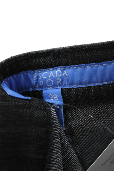 Escada Sport Women Black Designer Button Pants Cotton Blend Size 36