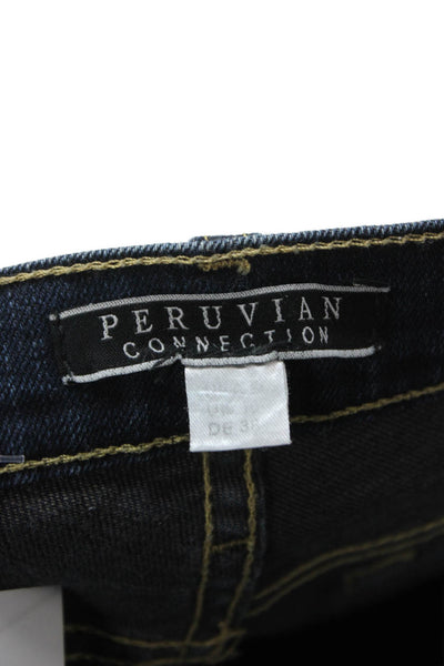 Peruvian Connection Women Skinny Ankle Jeans Dark Blue Midrise Size 6