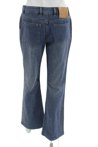 Escada Women Bootcut Flared Jeans Blue Mid Rise Button 31in Inseam Size 34