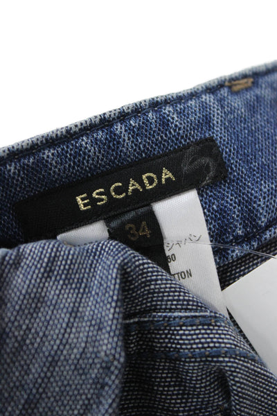 Escada Women Bootcut Flared Jeans Blue Mid Rise Button 31in Inseam Size 34