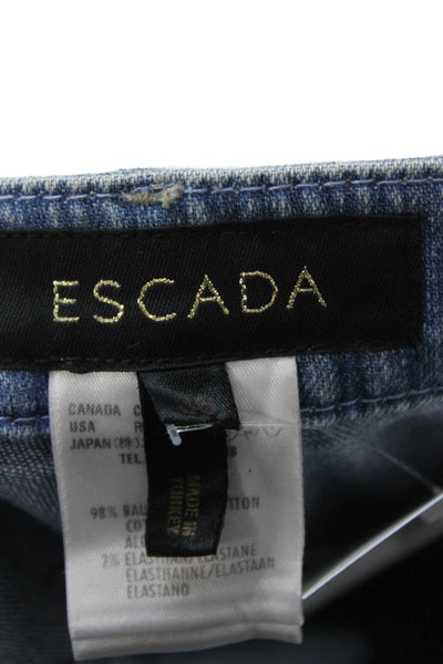 Escada Womens Bootcut Flared Animal Print Blue Jeans Size 36