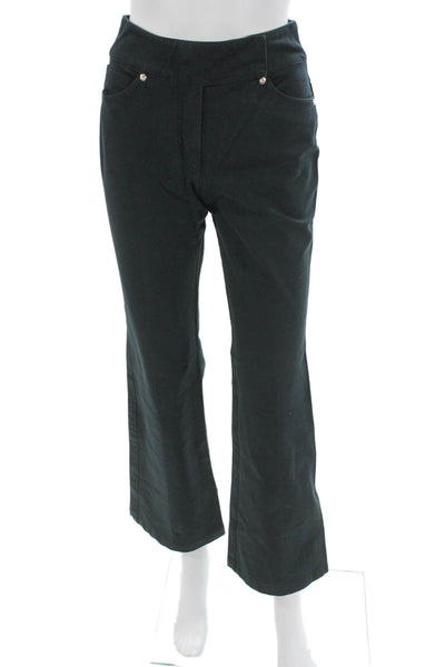 Escada Women Black Cotton Blend Button Pants Size 34