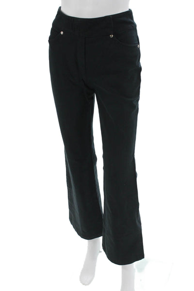 Escada Women Black Cotton Blend Button Pants Size 34