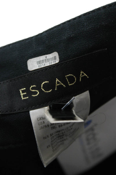 Escada Women Black Cotton Blend Button Pants Size 34