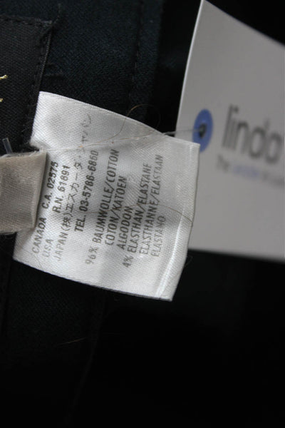Escada Women Black Cotton Blend Button Pants Size 34