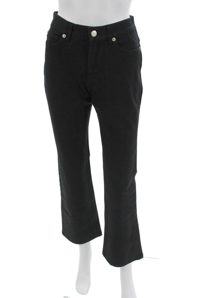 Escada Sport Womens Cropped Black Pants Mid Rise Button Size 34