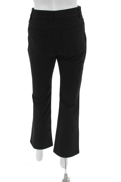 Escada Sport Womens Cropped Black Pants Mid Rise Button Size 34