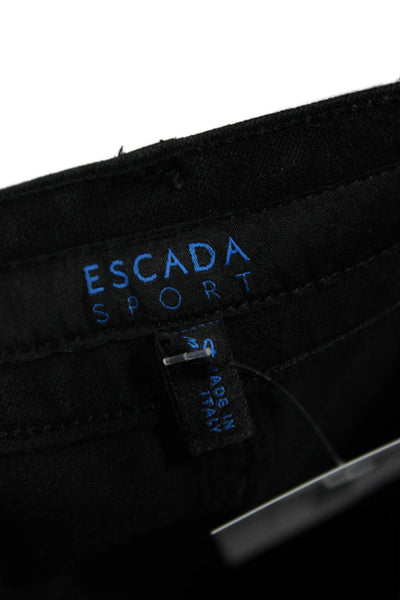 Escada Sport Womens Cropped Black Pants Mid Rise Button Size 34