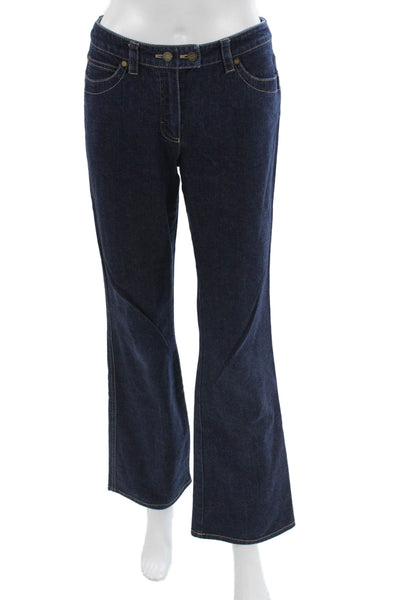 Escada Women Dark Blue Bootcut Flared Jeans Button Mid Rise Size 34