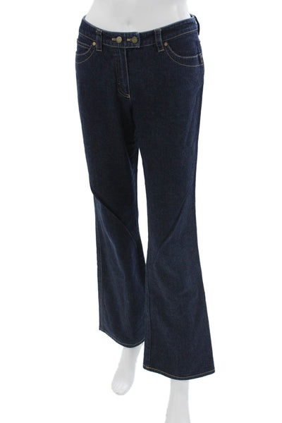 Escada Women Dark Blue Bootcut Flared Jeans Button Mid Rise Size 34