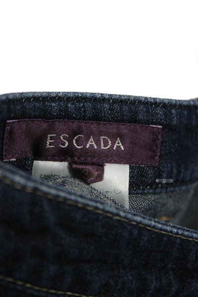 Escada Women Dark Blue Bootcut Flared Jeans Button Mid Rise Size 34