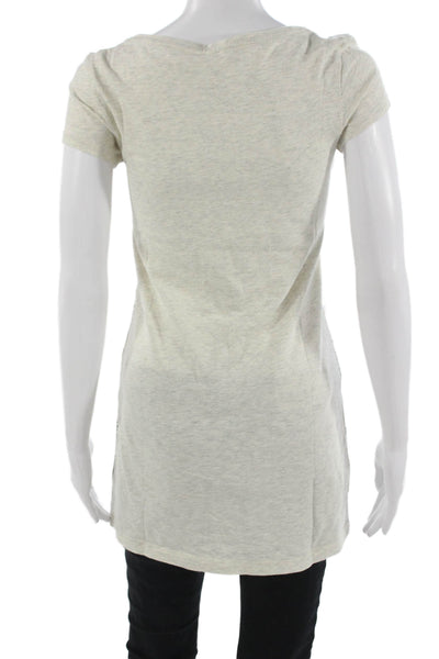 Peruvian Connection Women Tunic Tee Beige Floral Cotton Size XS