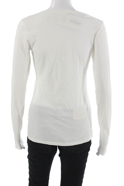 Peruvian Connection Women White Graphic Long Sleeve T-Shirt Size XS
