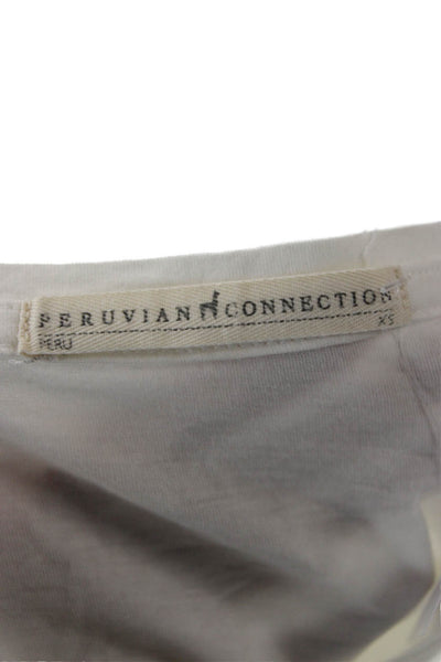 Peruvian Connection Women White Graphic Long Sleeve T-Shirt Size XS