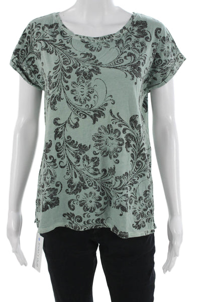 Peruvian Connection Women Paisley Green Pima Cotton Tee Size XS