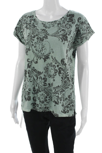 Peruvian Connection Women Paisley Green Pima Cotton Tee Size XS