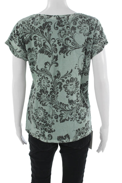 Peruvian Connection Women Paisley Green Pima Cotton Tee Size XS