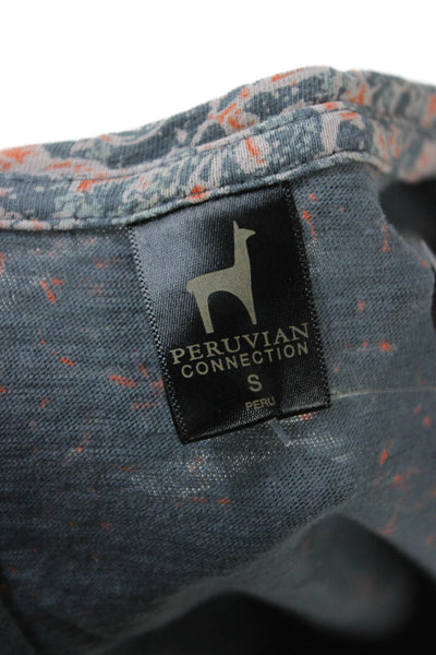 Peruvian Connection Women Boho Floral Tunic Dark Gray Short Sleeve Size S