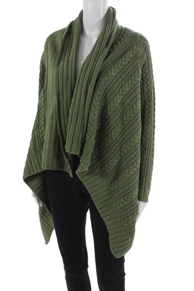 Peruvian Connection Women Cardigan Green Pima Cotton Long Sleeve Size S