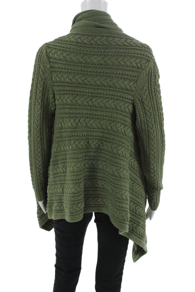 Peruvian Connection Women Cardigan Green Pima Cotton Long Sleeve Size S