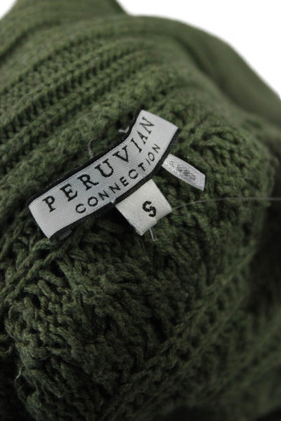 Peruvian Connection Women Cardigan Green Pima Cotton Long Sleeve Size S