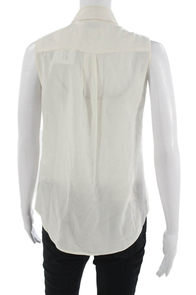 Equipment Femme Women Silk Collared Sleeveless Blouse Button Up White Size XS