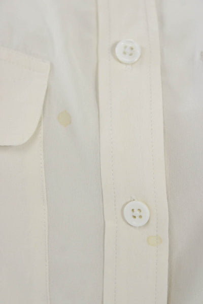 Equipment Femme Women Silk Collared Sleeveless Blouse Button Up White Size XS