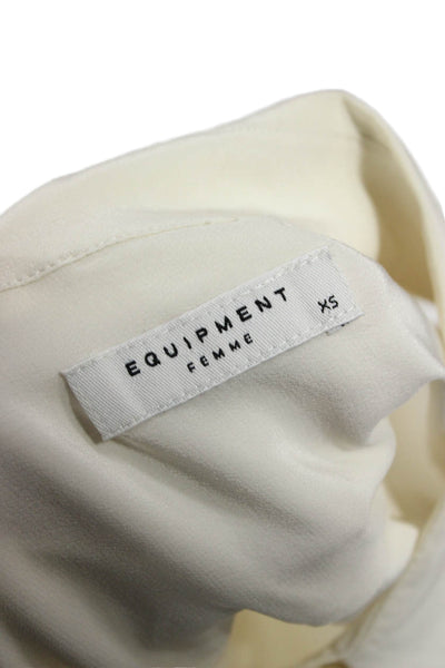 Equipment Femme Women Silk Collared Sleeveless Blouse Button Up White Size XS