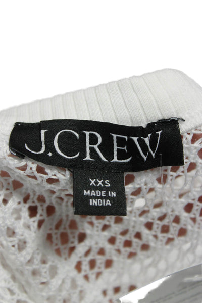 J Crew Women Cropped Tank White Round Neck Polyester Sleeveless Beach Size 2XS