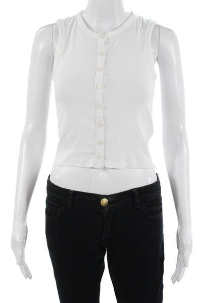 Rag & Bone Women Cropped White Button Up Tank Size 2XS