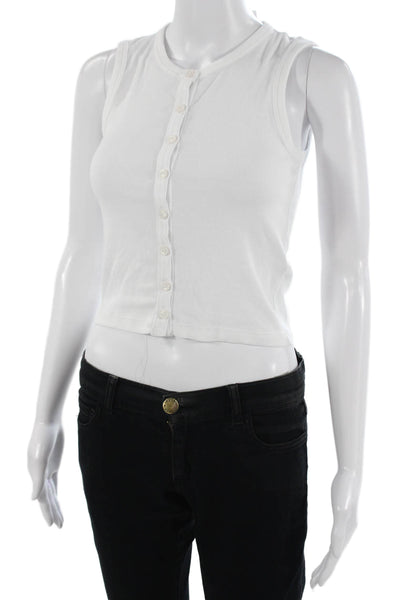 Rag & Bone Women Cropped White Button Up Tank Size 2XS