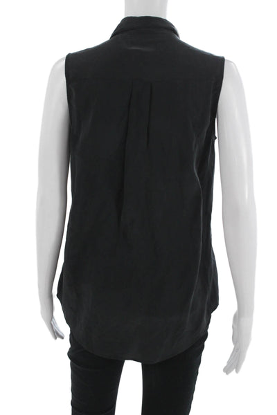 Equipment Femme Womens Black Sleeveless Collared Button-Up Top Size XS