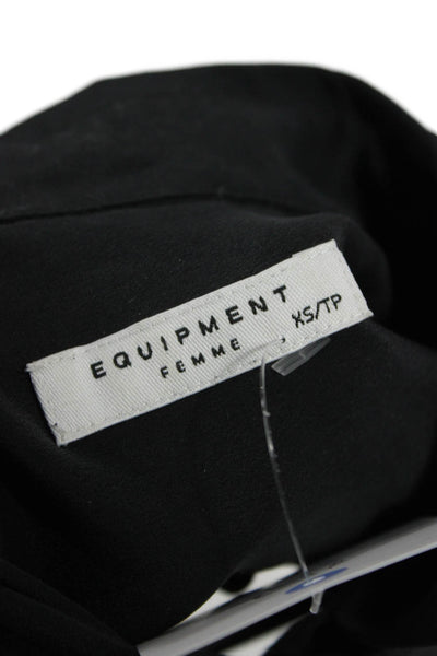 Equipment Femme Womens Black Sleeveless Collared Button-Up Top Size XS