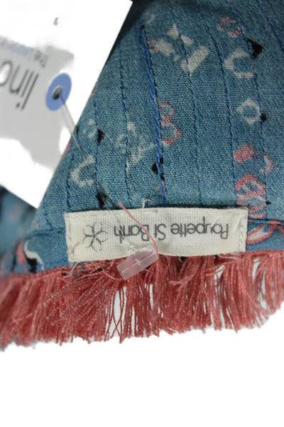 Poupette St Barth Women Tunic Blue V-Neck Floral Rayon Sleeveless Size S