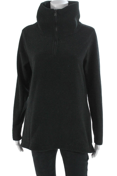 Dudley Stephens Women Pullover Sweater Black High Neck Zip Long Sleeve Size M