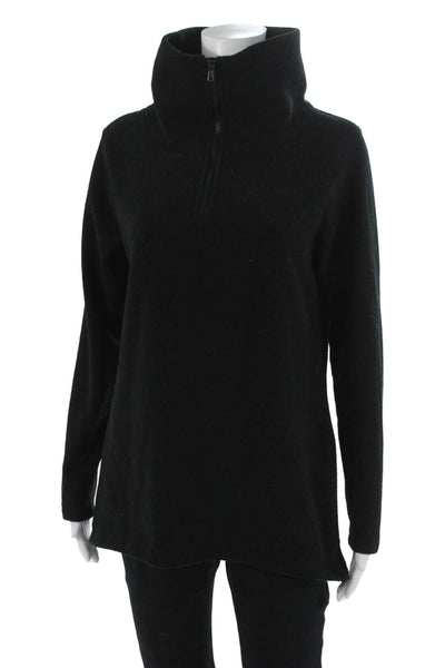 Dudley Stephens Women Pullover Sweater Black High Neck Zip Long Sleeve Size M