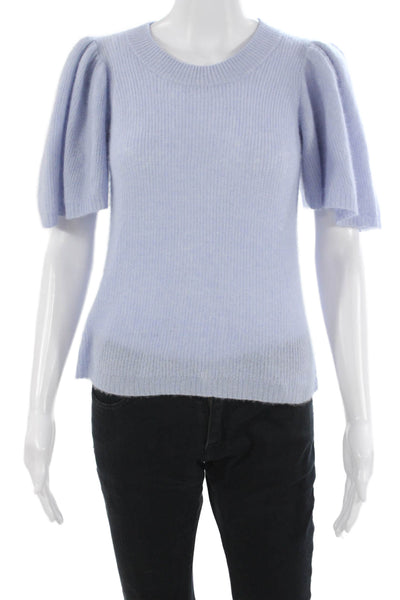 Autumn Cashmere Women Pullover Sweater Light Blue Crewneck Short Sleeve Size XS