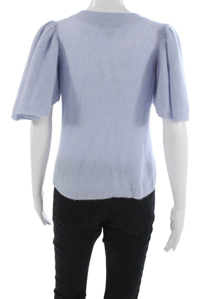 Autumn Cashmere Women Pullover Sweater Light Blue Crewneck Short Sleeve Size XS