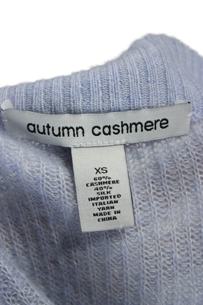 Autumn Cashmere Women Pullover Sweater Light Blue Crewneck Short Sleeve Size XS