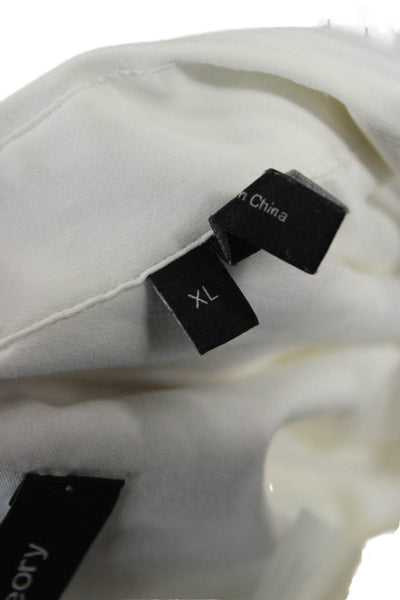 Theory Mens Point Collar Dress Shirt White Long Sleeve Button Size XL