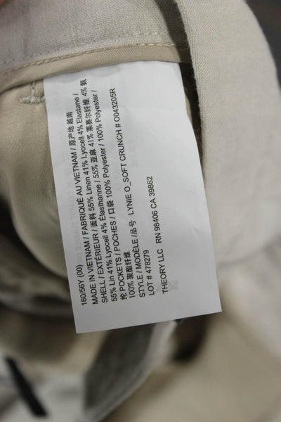 Theory Womens Beige Chino Shorts Hook & Eye Size 00
