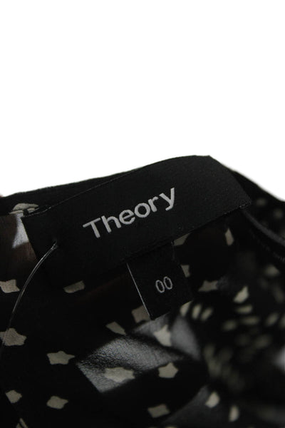Theory Womens Black Silk Polka Dot Shift Dress Long Sleeve Round Neck Size 00