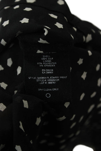 Theory Womens Black Silk Polka Dot Shift Dress Long Sleeve Round Neck Size 00