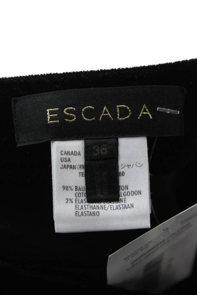 Escada Women Dress Pants Black Button 98% Cotton 2% Elastane Designer Size 36